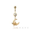 316L SURGICAL STEEL OPAL MOON BUTTERFLY DANGLE BELLY BUTTON NAVEL RING 